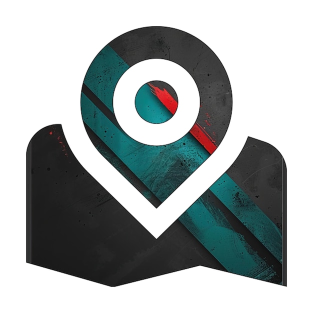 icônes de photo marqueur de carte icône diagonale noir vert rouge