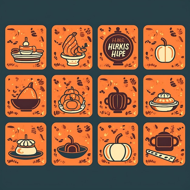 Photo icônes de thanksgiving happy thanksgiving thanksgiving icons bundlecartoon icônes pour le jour de thanksgiving