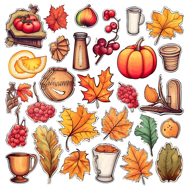 Photo icônes de thanksgiving happy thanksgiving thanksgiving icons bundlecartoon icônes pour le jour de thanksgiving