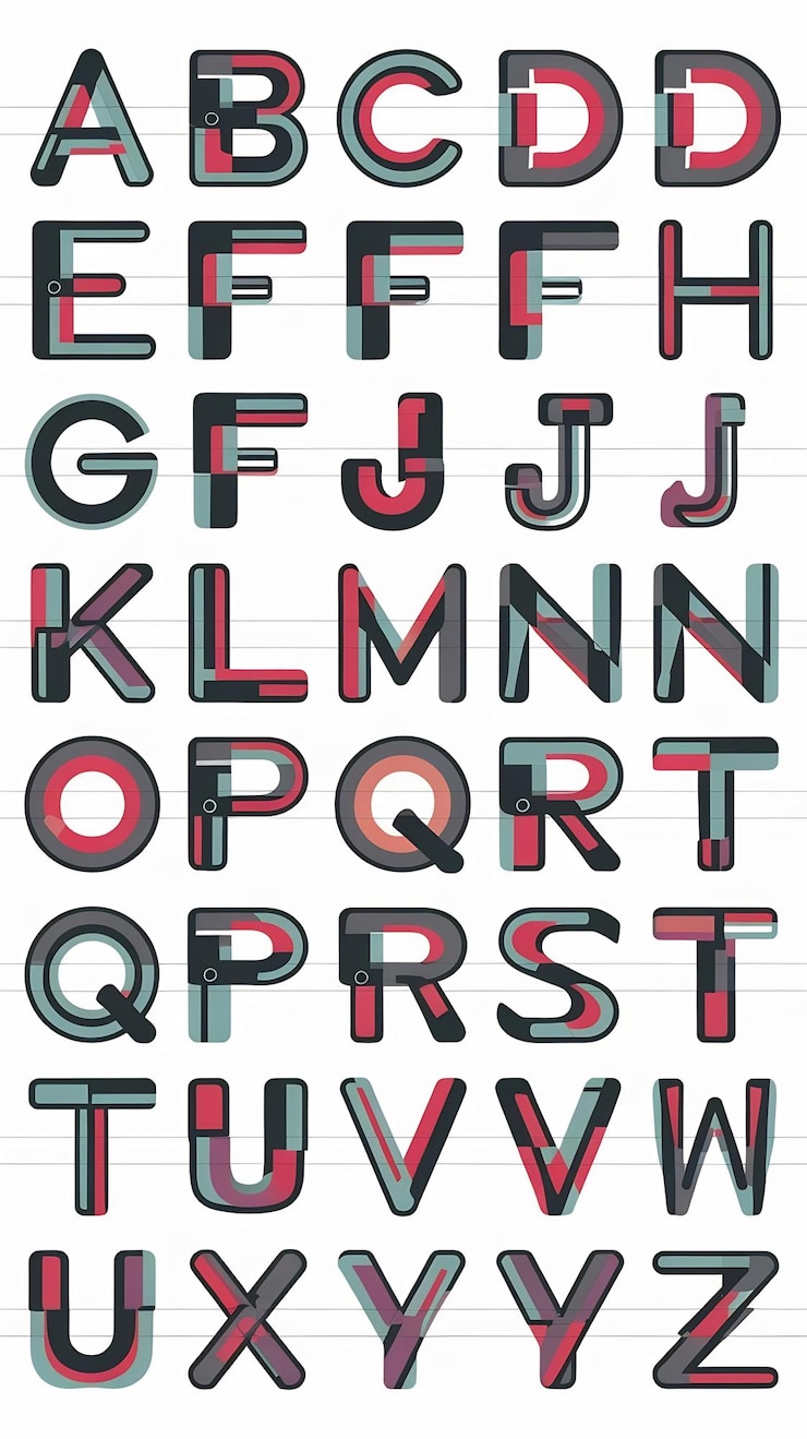 Photo icones vectorielles abstraites de lettres d'alphabet dans la conception vectorielle carrée