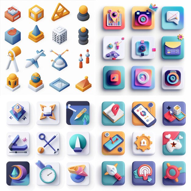 Photo l'iconographie mobile universelle élève les conceptions d'applications sur toutes les plateformes