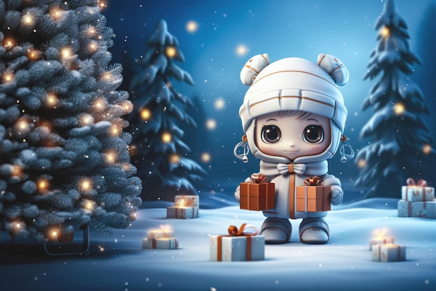 Idée de carte de Noël avec robot Joyeux Noël et Bonne Année