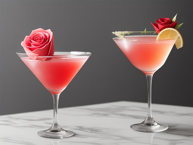 Photo une idée de cocktail de garniture de rose élégante