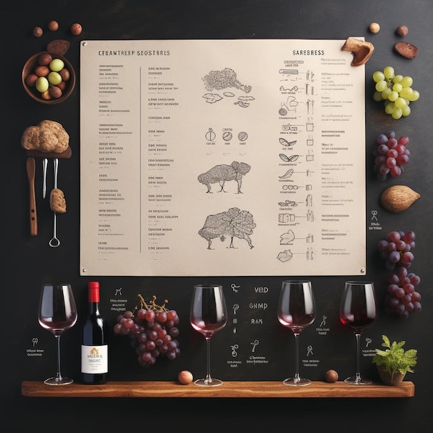 Photo l'idée de la conception conceptuelle d'une liste de vins