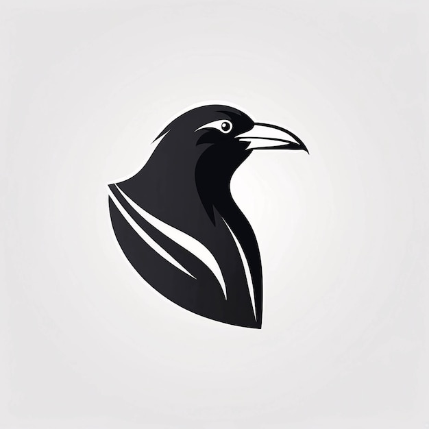Idée de conception de logo d'illustration du corbeau de corbeau minimaliste élégant et simple