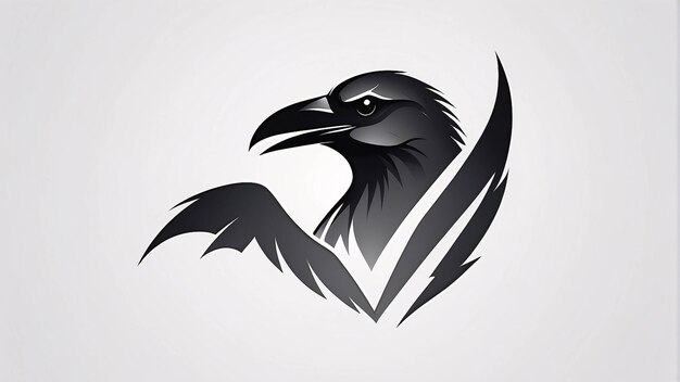 Photo idée de conception de logo d'illustration du corbeau de corbeau minimaliste élégant et simple
