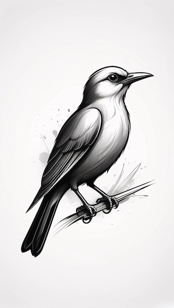 Idée de conception de logo d'illustration minimaliste, élégante et simple pour les oiseaux sur une brindille d'arbre