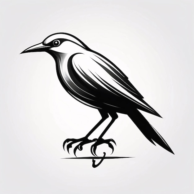 Idée de conception de logo d'illustration minimaliste, élégante et simple pour les oiseaux sur une brindille d'arbre