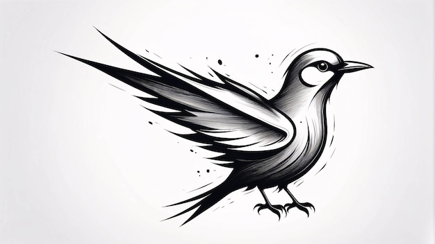 Idée de conception de logo d'illustration minimaliste, élégante et simple pour les oiseaux sur une brindille d'arbre