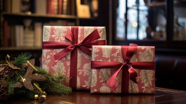 Idée d'emballage de cadeau de Noël pour le jour de la boxe et les vacances d'hiver dans la tradition de la campagne anglaise