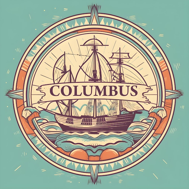 Photo idée de logo de concept de navire avec columbus