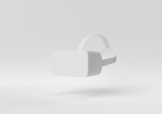 Idée de papier minimal créatif. Concept blanc VR avec un fond blanc. Rendu 3D, illustration 3d.