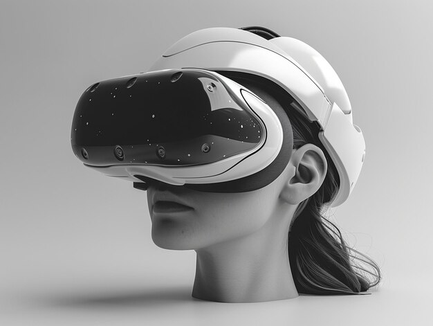 Idée de papier minimal créatif Concept VR blanc avec fond blanc rendu 3D illustration 3D