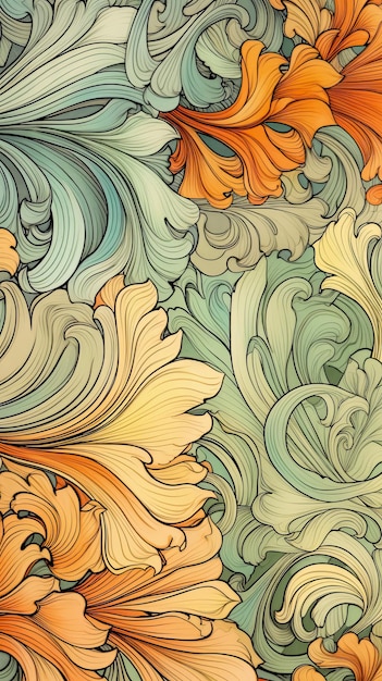 Idée de papier peint avec des fleurs décoratives dans le style art nouveau style vintage ancien art nouveau