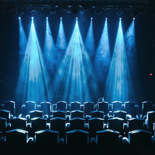 Idée pour un événement de divertissement en ligne Le décor du concert Les projecteurs bleus sur scène