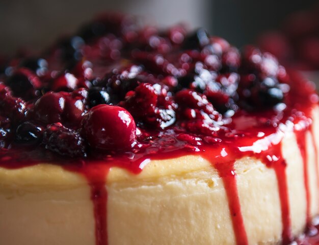 Idée de recette de photographie de fruits frais cheescake berry