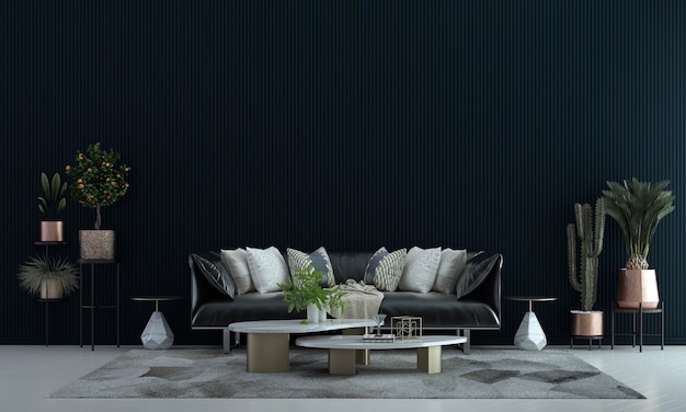 Des idées de décoration de vie et des meubles confortables simulent un design d'intérieur et un fond de texture de mur vide