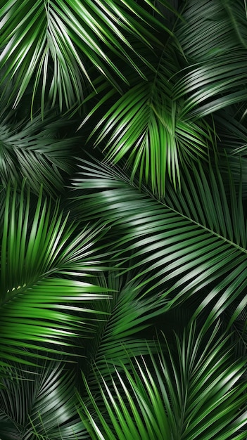 Idées de fond d'écran sur l'écran de votre téléphone à partir d'une affiche verticale de feuilles de palmier entrelacées