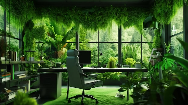 Idées vertes dans un bureau vert