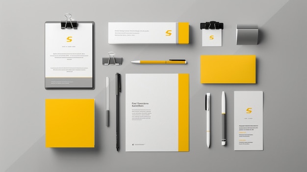 identité de marque d'entreprise jaune papeterie d'entreprise