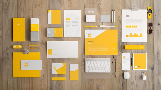 identité de marque d'entreprise jaune papeterie d'entreprise
