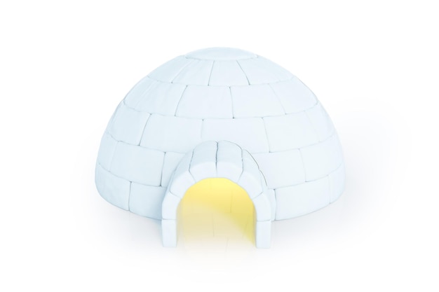 Igloo isolé sur fond blanc. rendu 3d.