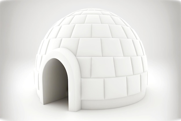 Igloo de neige géométrique isolé sur fond blanc