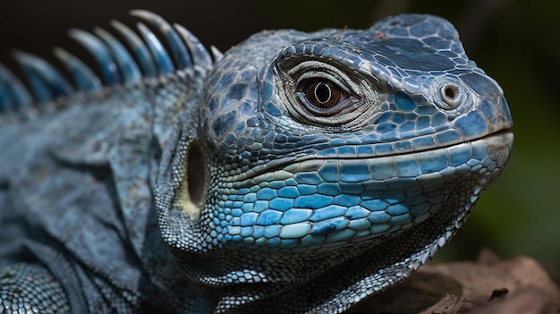 Photo un iguane bleu avec un oeil rouge