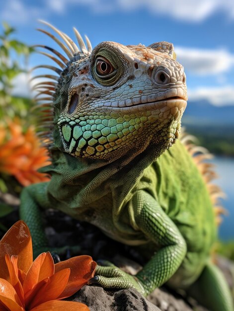 L'iguane dans son habitat naturel Photographie de la faune générative par l'IA