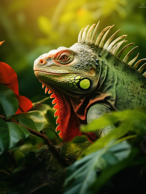 L'iguane dans son habitat naturel Photographie de la faune générative par l'IA