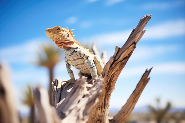 Photo l'iguane du désert sur une branche de l'arbre de joshua