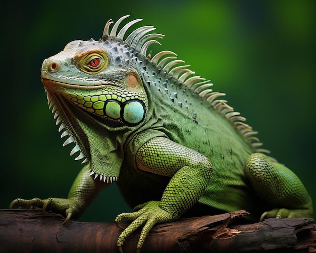 un iguane est assis au sommet d'une branche