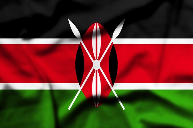 Photo il agite le drapeau du kenya.