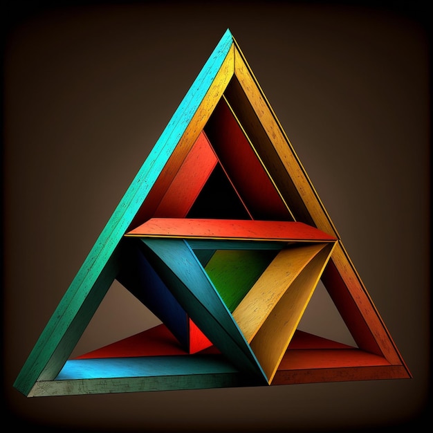 Photo il existe de nombreux triangles de couleurs différentes disposés dans un triangle ai génératif
