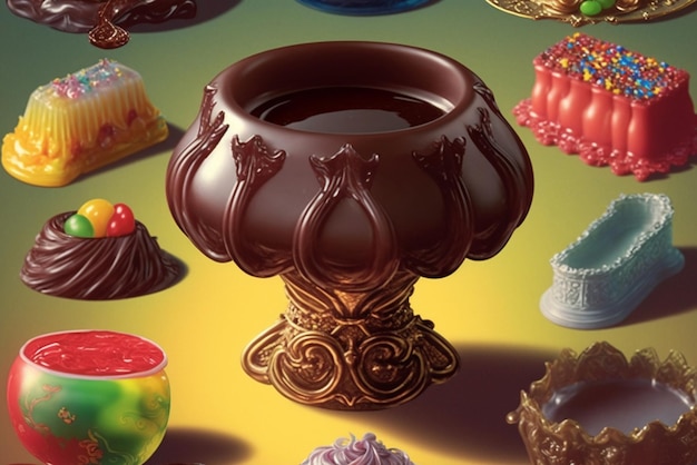 Il existe de nombreux types de puddings au chocolat dans une variété de couleurs générative ai