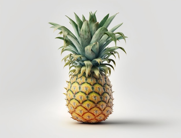 Il y a un ananas qui est assis sur une ai générative de surface blanche