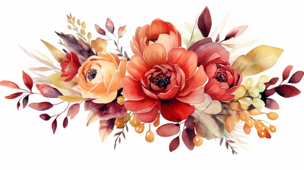 Il y a une aquarelle d'un bouquet de fleurs générative ai