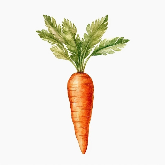 il y a une aquarelle d'une carotte avec des feuilles ai générative