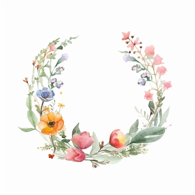 Il y a une aquarelle d'une couronne de fleurs générative ai