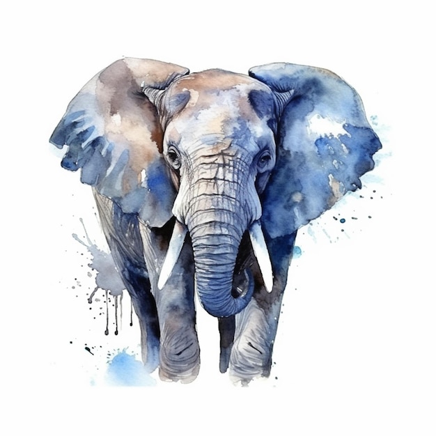 Il y a une aquarelle d'un éléphant avec une défense générative ai