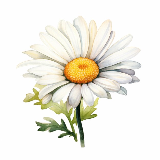 Il y a une aquarelle d'une fleur de marguerite blanche ai générative