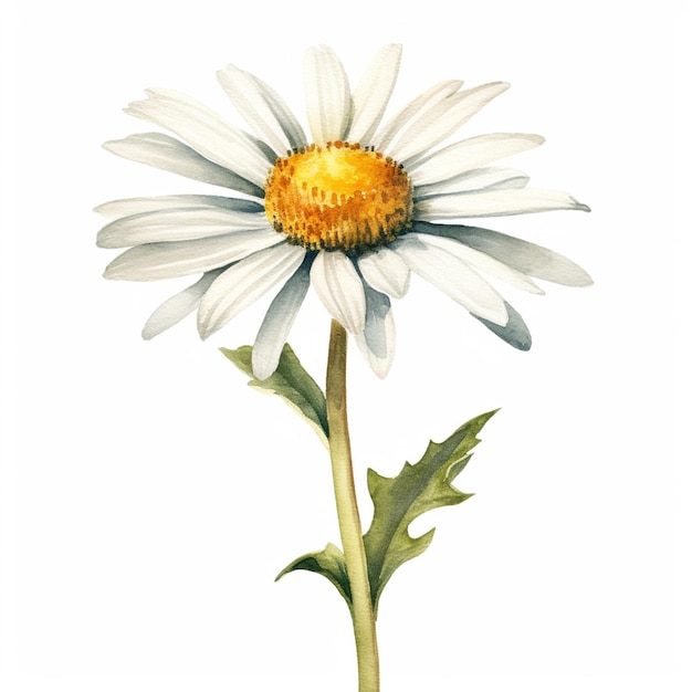 Il y a une aquarelle d'une marguerite sur fond blanc ai générative