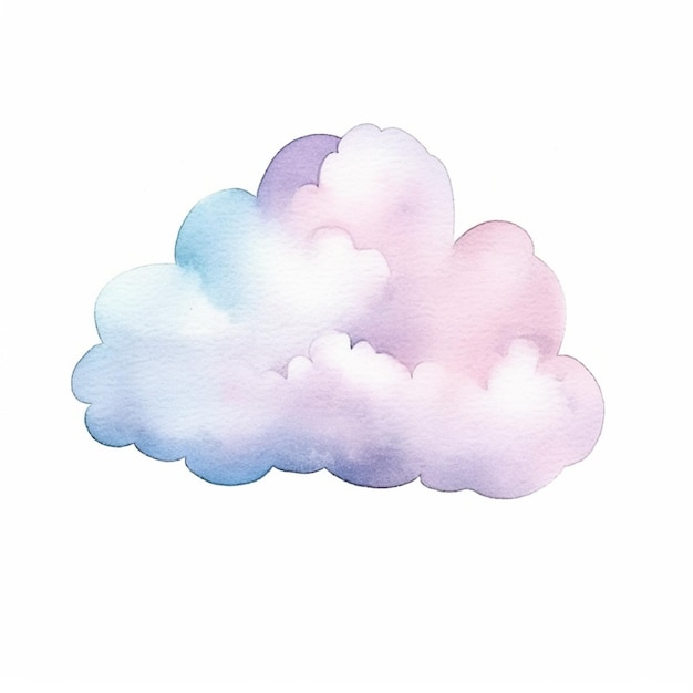 il y a une aquarelle d'un nuage avec une teinte rose et bleue ai générative