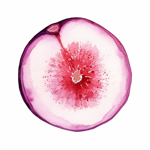 il y a une aquarelle d'une tranche de fruit ai génératif