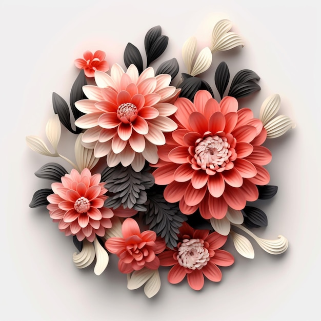 Il y a un arrangement de fleurs en papier avec de nombreuses couleurs différentes ai générative