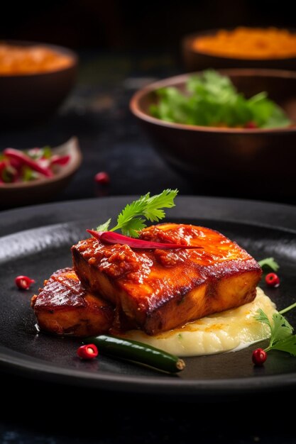 Il y a une assiette de nourriture avec de la viande et des légumes dessus.