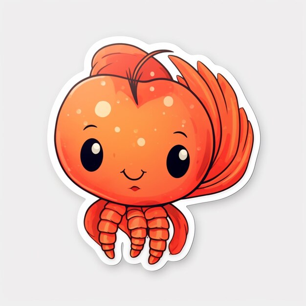 il y a un autocollant d'un crabe orange de dessin animé avec une IA générative à grande queue