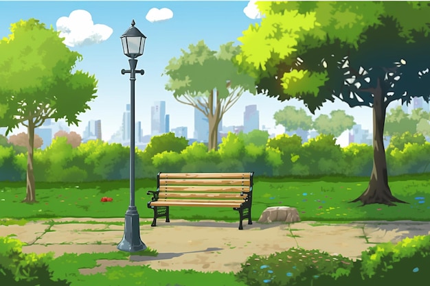 Il y a un banc dans le parc avec un lampadaire générateur ai