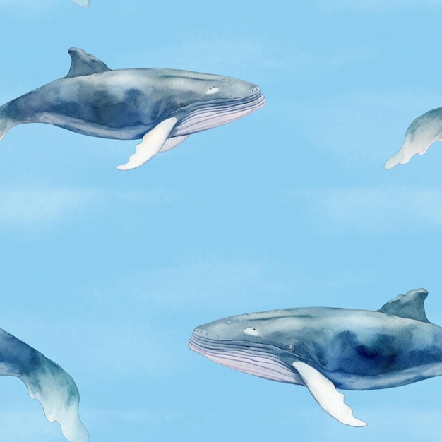 Il y a beaucoup de baleines qui volent dans le ciel.