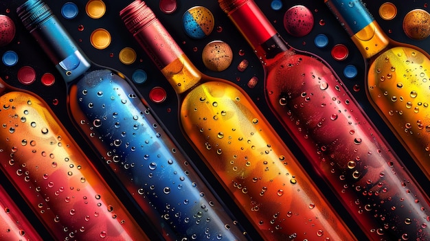 Photo il y a beaucoup de bouteilles de vin qui sont alignées ensemble.